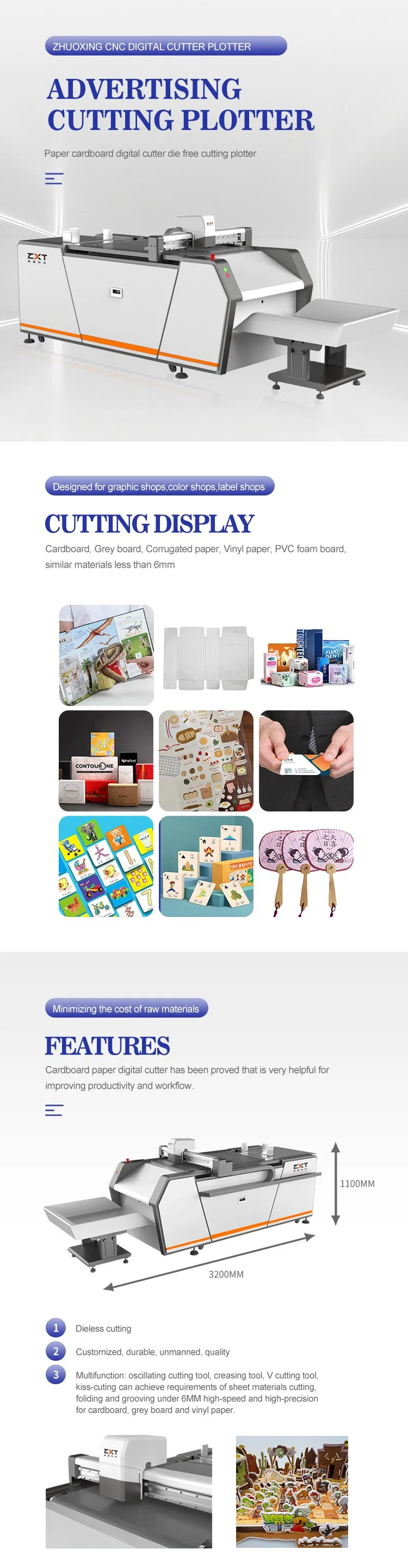 Sticker Self Adhesive Vinyl Paper PVC Kt Foam Board Cardboard Printed Blank CNC Positioning Camera Cutting Plotter Cut Machine Advertising Proofer