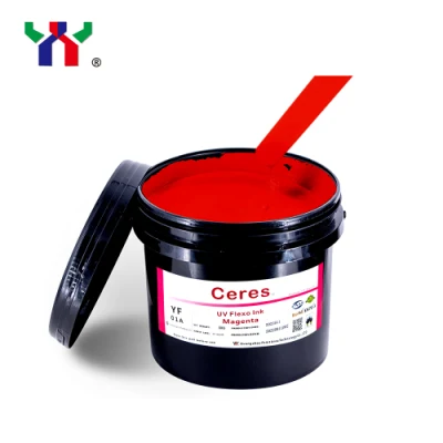 Hochwertige Ceres UV/LED-Flexodruckfarbe mit starker Haftkraft für den Papier- und Etikettendruck (PP-, PET-Materialien), Farbe Magenta